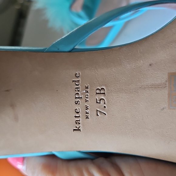 Kate Spade Turquoise Feathered Sandals - Picture 4 of 9